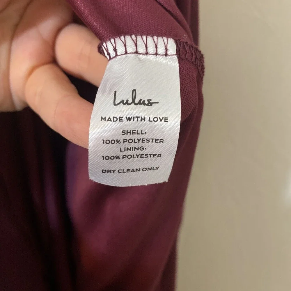 LuLus Heavenly Hues Burgundy Formal Chiffon Maxi Dress Medium Bridesmaid Prom - Picture 12 of 12